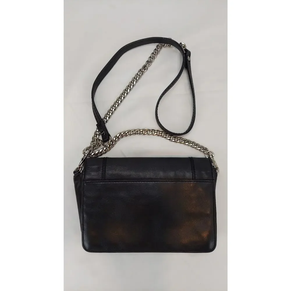 Milly Leather Small Crossbody Bag Shoulder Purse Silver Chain Strap